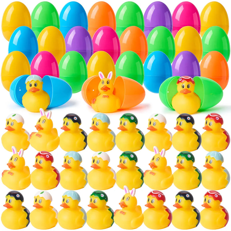 24Pcs Prefilled Easter Eggs with Rubber Ducks Variety Duckies for Eas
