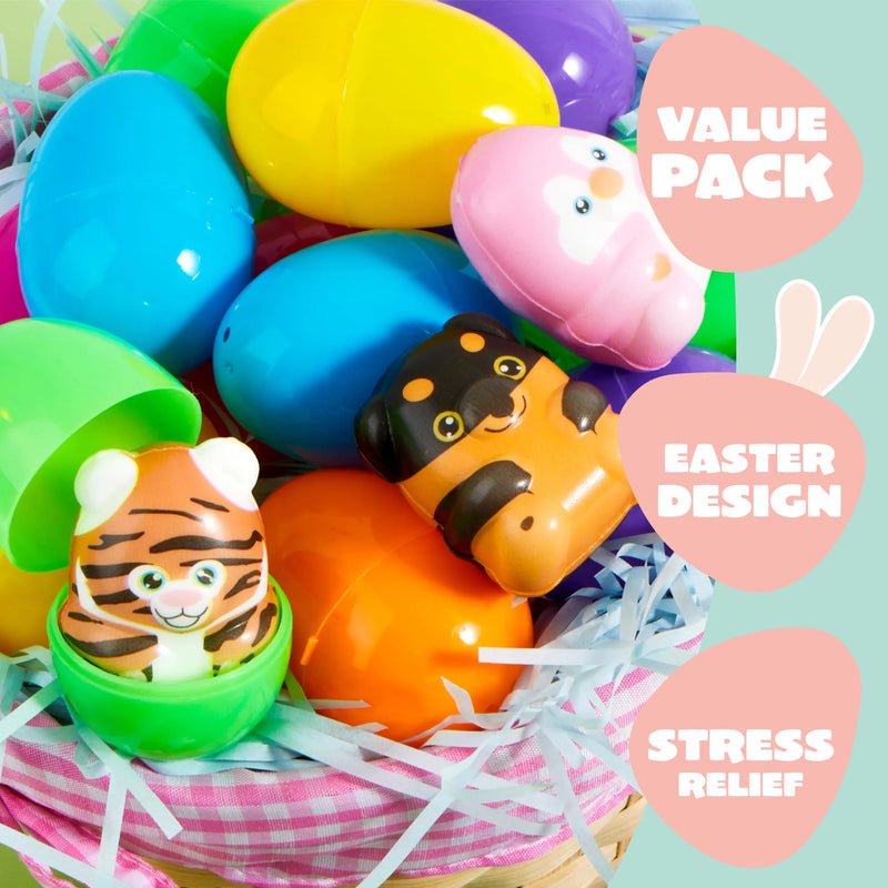 24Pcs Prefilled Easter Eggs with Squishy Toys, Kids Easter Egg Hunt