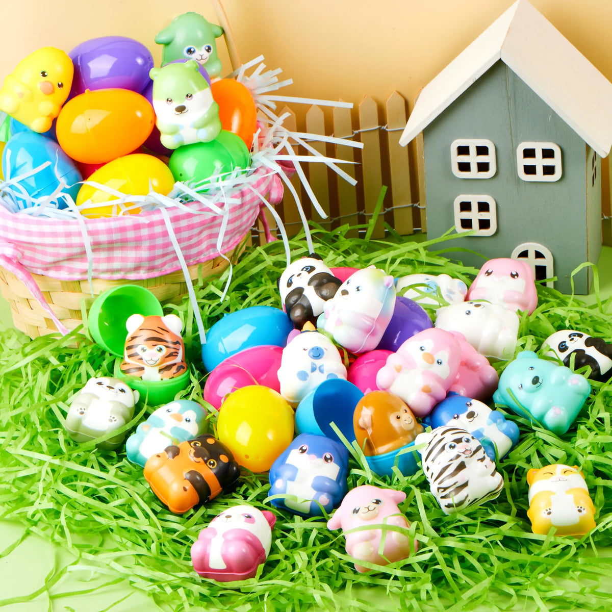 Plastic Easter Eggs Prefilled 24pc Prefilled Easter Eggs With Squishy ...