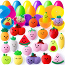 24Pcs Prefilled Eggs with Fruit Mochi, Diverse Fruit Themed Mochi Filler for Easter Egg Hunt