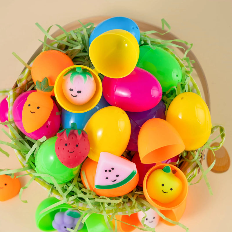 24Pcs Prefilled Eggs with Fruit Mochi, Diverse Fruit Themed Mochi Filler for Easter Egg Hunt