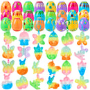 24Pcs Prefilled Printed Eggs with Pop Keychain Fidget for Easter Egg Hunt