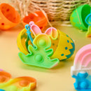 24Pcs Prefilled Printed Eggs with Pop Keychain Fidget for Easter Egg Hunt