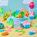 24Pcs Prefilled Printed Eggs with Pop Keychain Fidget for Easter Egg Hunt