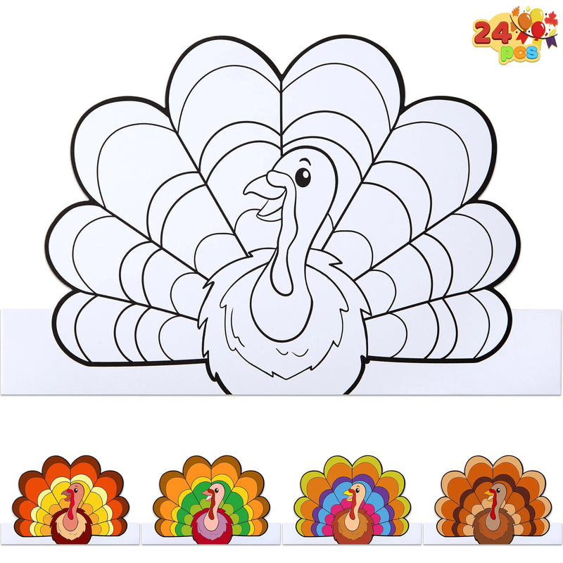 24Pcs Thanksgiving Coloring Headbands for Party Decoration Supplies