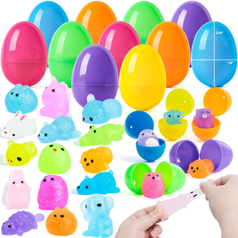 24Pcs 2.36in Pre-filled Easter Eggs Containing Mochi Squishy Toys for Easter Egg Hunt