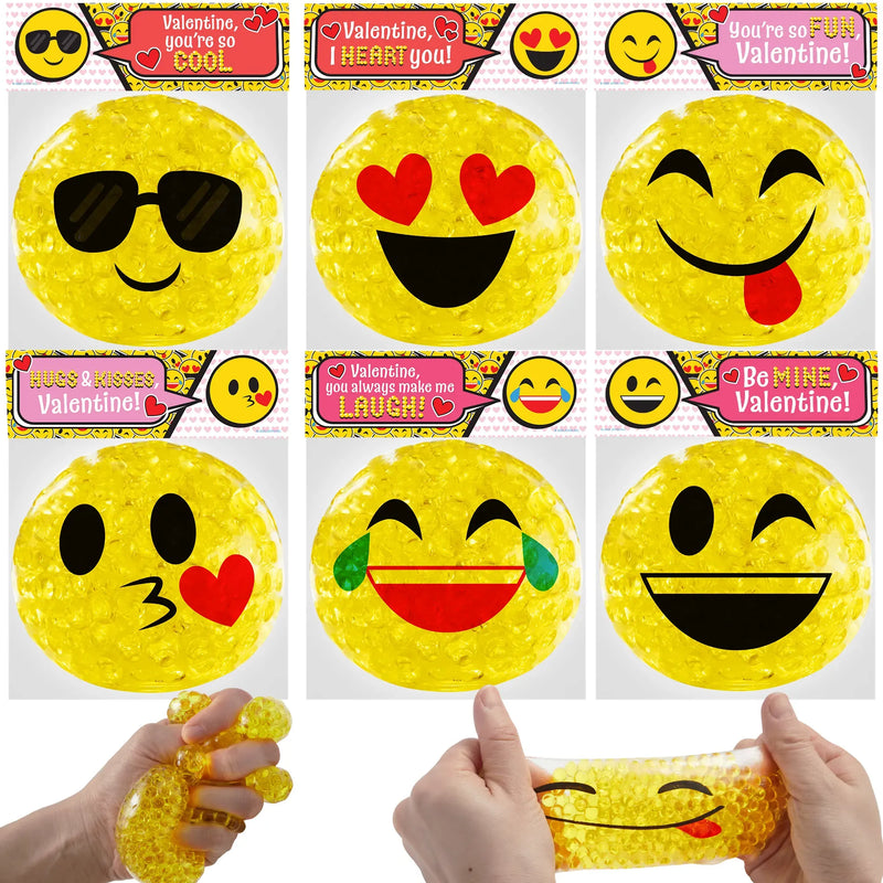 24pcs Iconic Expression Water Bead Squeeze Ball with Cards