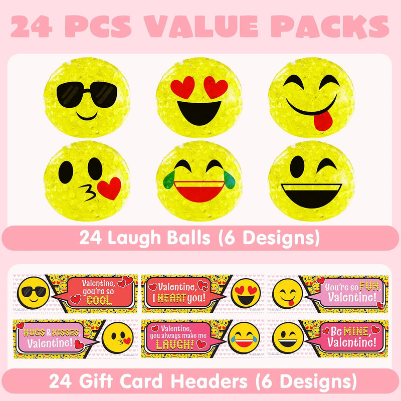 24pcs Iconic Expression Water Bead Squeeze Ball with Cards