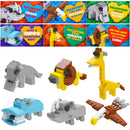 24pcs Safari Animal Building Blocks with Valentines Day Cards for Kids-Classroom Exchange Gifts
