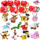 Animal Building Blocks Valentines Heart Boxes Filled for Kids Valentines Cards