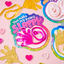 28 Pack Valentine’s Day Sticky Hands with Cards, Classroom Exchange Gift for Kids