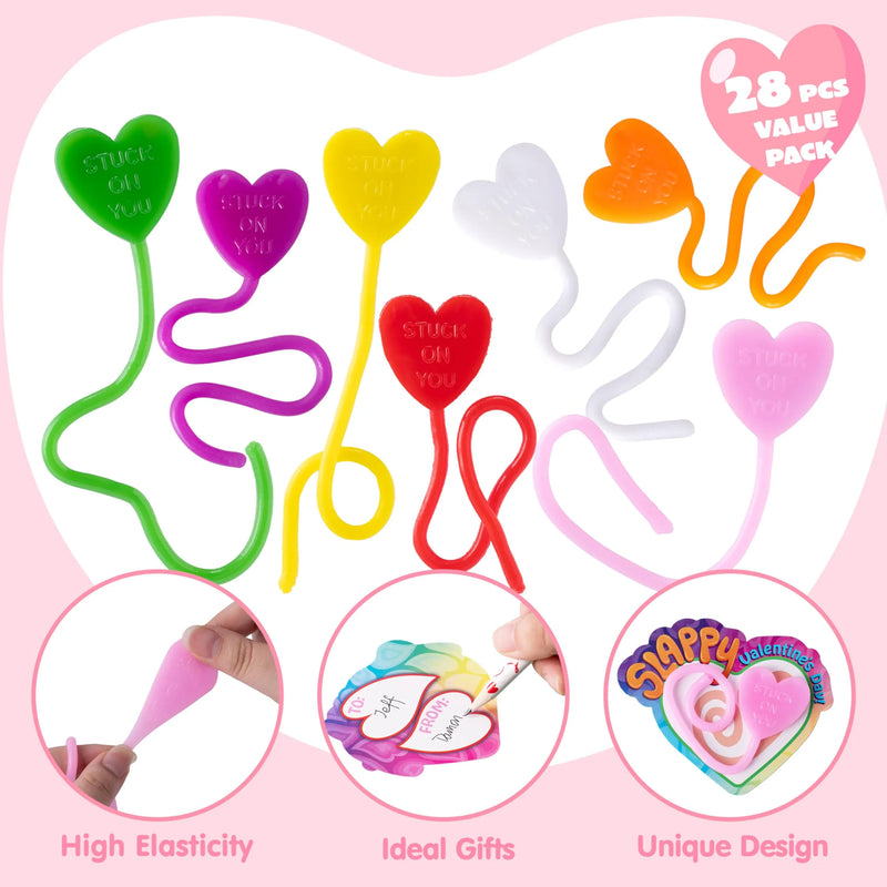 28 Pack Valentine’s Day Sticky Heart Toys Gift for Kids Classroom Exchange