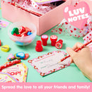 28 Packs Giant Valentine Lollipop Stationery Set with Cards, Includes Pencils Erasers Stampers Sharpener Stickers