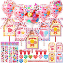 28 Packs Giant Valentine Lollipop Stationery Set with Cards, Includes Pencils Erasers Stampers Sharpener Stickers