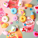 28 Packs Valentine’s Day Gift Cards with Candy Mochi Squishy Toys for Kids Classroom Gift Exchange