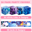 28 Packs Valentine’s Day Gift Cards with Infinity Magic Cube Pressure Release Fidget Toys