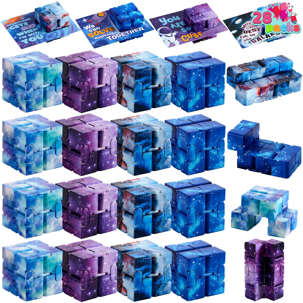 28 Packs Valentine s Day Gift Cards with Infinity Magic Cube Pressure Release Fidget Toys