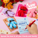 28 Packs Valentine’s Day Gift Cards with Mini Bears Plush Toy for Kids Classroom School Exchange
