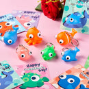 28 Packs Valentine’s Day Gift Cards with Sea Animal Unzip Popping Eyes Keychains