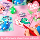 28 Packs Valentine’s Day Gift Cards with Sea Animal Unzip Popping Eyes Keychains