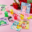 28 Packs Valentine’s Day Gift Card with Unzip Popping Eyes Animal Keychains for Classroom Exchange Prizes