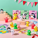 28 Packs Valentine’s Day Gift Card with Unzip Popping Eyes Animal Keychains for Classroom Exchange Prizes