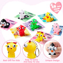 28 Packs Valentine’s Day Gift Card with Unzip Popping Eyes Animal Keychains for Classroom Exchange Prizes