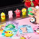 28 Packs Valentine’s Day Gift Card with Unzip Popping Eyes Animal Keychains for Classroom Exchange Prizes