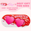 28 Packs Valentine’s Day Heart Shaped Sunglasses with Cards, Classroom Exchange Gift for Kids