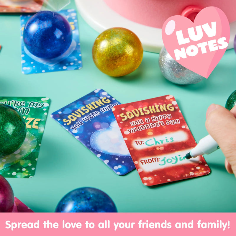 28 Packs Valentine’s Day Stretchy Balls with Cards, Classroom Exchange Gift for Kids