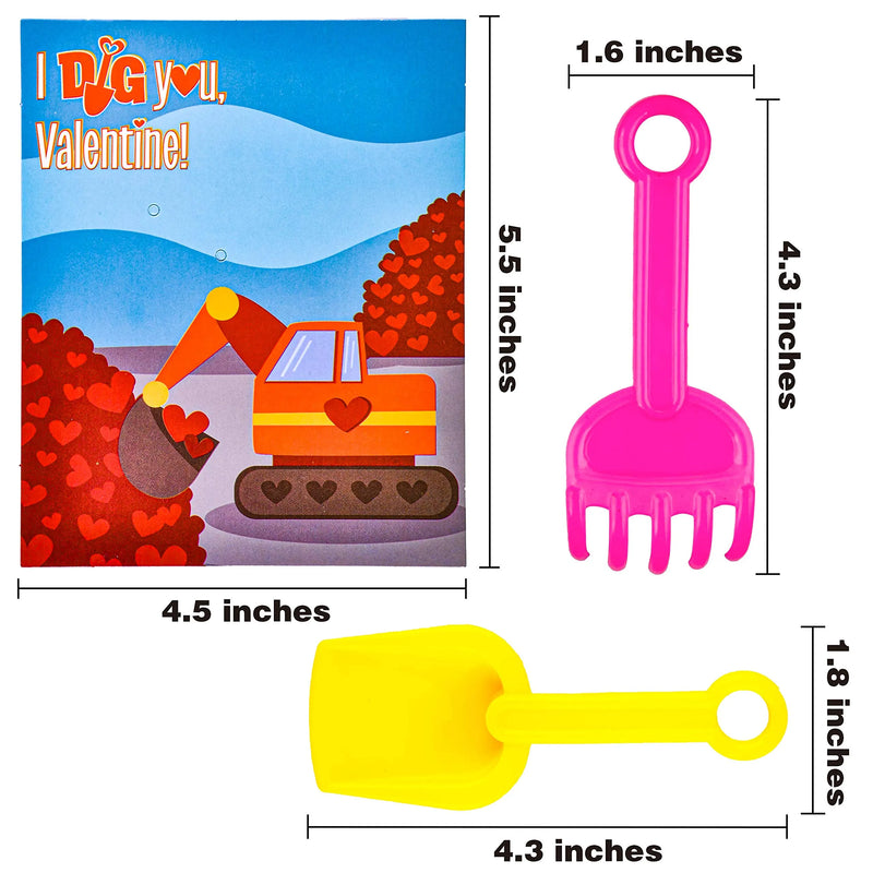 28Pcs Kids Valentines Cards with Shovel Toys-Classroom Exchange Gifts