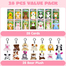 28Pcs Animal Plushies with Kids Valentines Cards for Classroom Gift Exchange