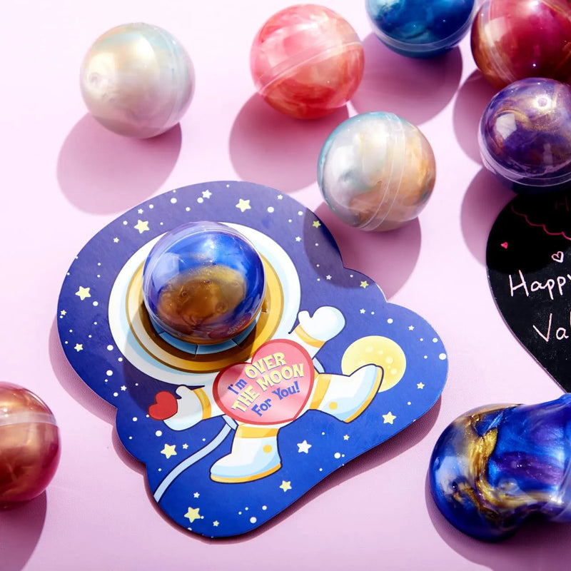 30Pcs Cosmic Realm Valentine Slime with Kids Valentines Cards