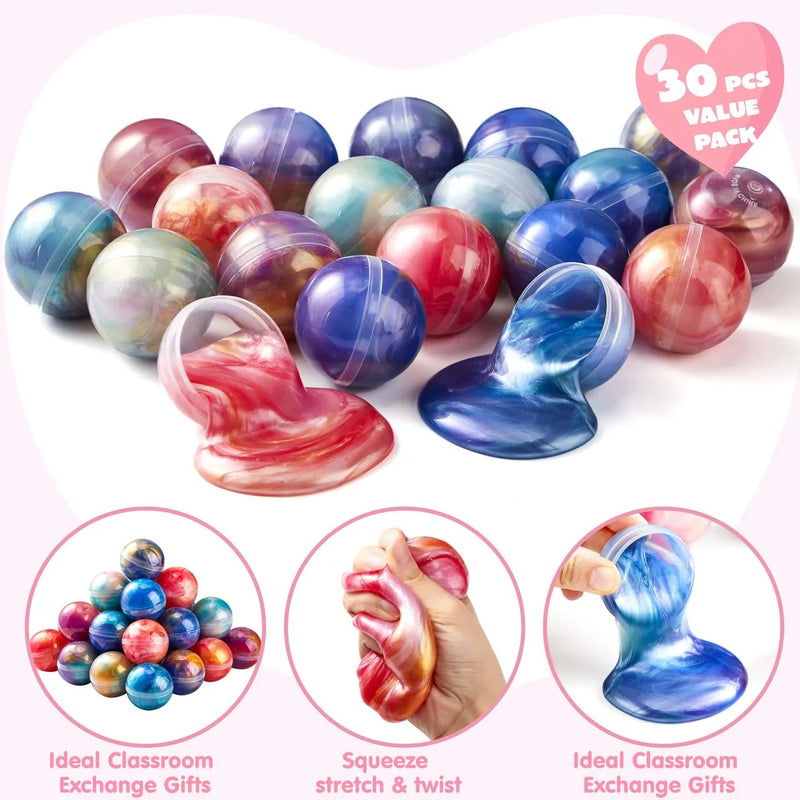 30Pcs Cosmic Realm Valentine Slime with Kids Valentines Cards