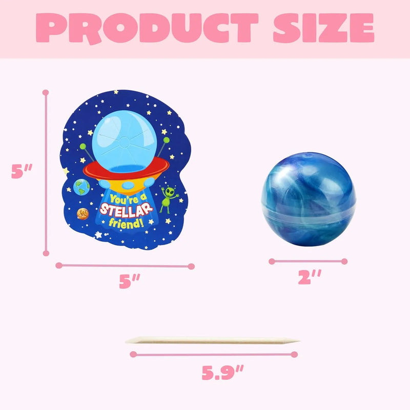 30Pcs Cosmic Realm Valentine Slime with Kids Valentines Cards