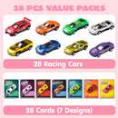 28Pcs Die-cast Racing Cars With Kids Valentines Cards Classroom Exchange