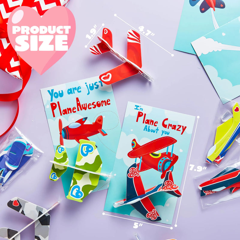 28Pcs  Foam Airplanes With Kids Valentines Cards for Classroom Exchange