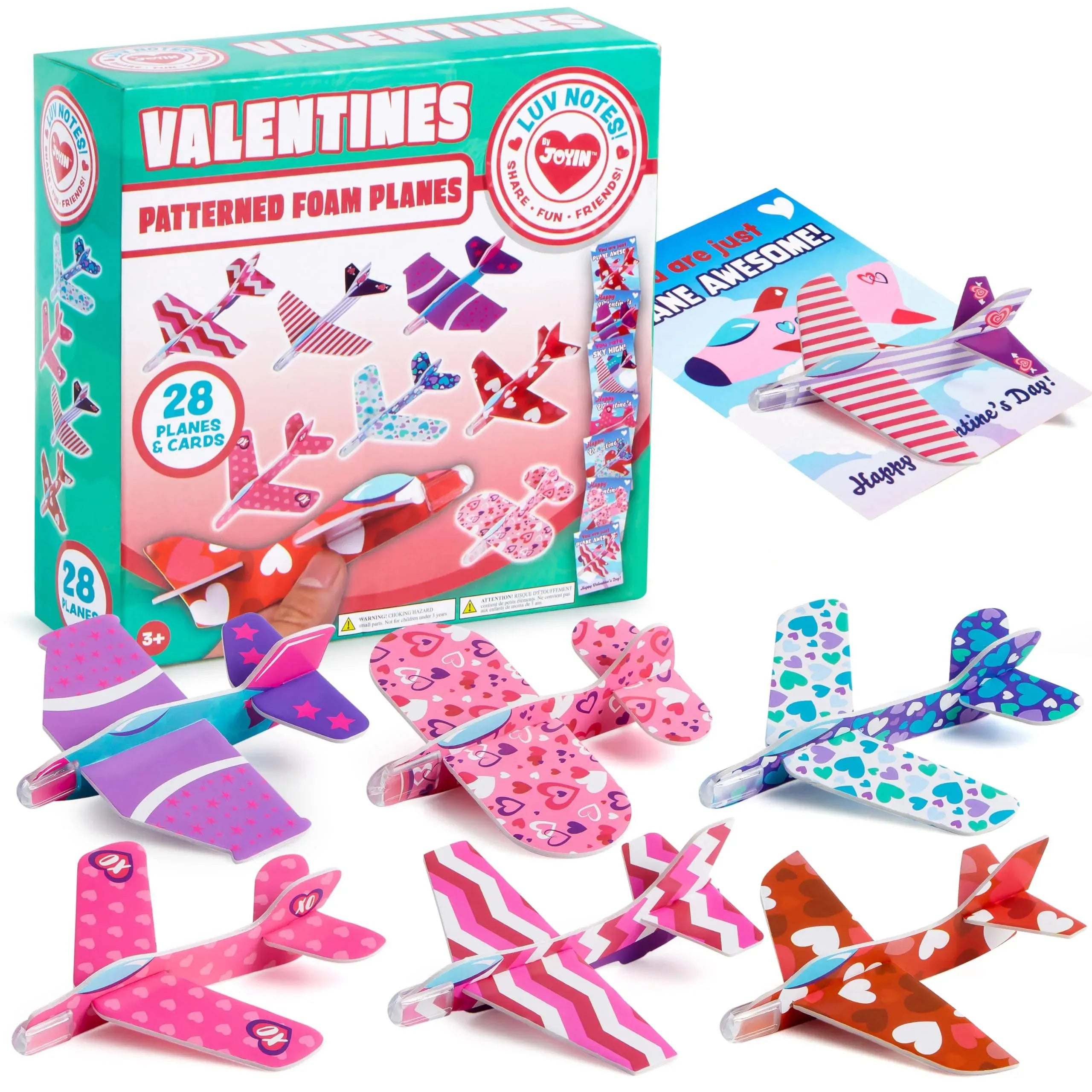 Valentines Day Foam Airplanes For Kids With Gifts Cards (28 Pc) - Joyin