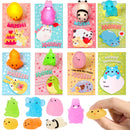 28Pcs Glitter Mochi Squishy Toys with Kids Valentines Cards for Classroom Exchange