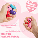 28Pcs Heart Shape Squeeze Ball with Valentines Day Cards for Kids-Classroom Exchange Gifts