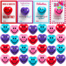 28Pcs Heart Shape Squeeze Ball with Valentines Day Cards for Kids-Classroom Exchange Gifts