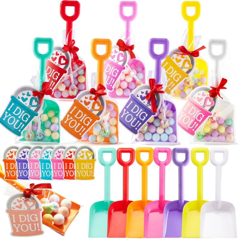 28 Pcs Valentines Day I DIG YOU Shovel Toy with Valentines Day Cards for Kids-Classroom Exchange Gifts
