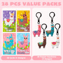 28Pcs Kids Valentines Cards With Llama Keychain-Classroom Exchange Gifts