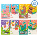 28Pcs Kids Valentines Cards With Llama Keychain-Classroom Exchange Gifts