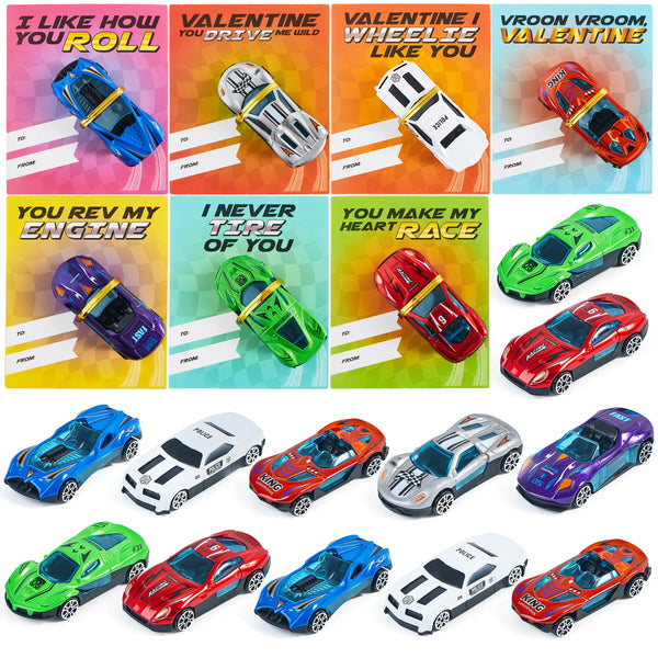 16Pcs Kids Valentines Cards With Pull Back Monster Truck-Classroom Exchange Gifts