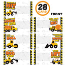28Pcs Kids Valentines Cards with Mini Construction Vehicle Toy Set-Classroom Exchange Gifts
