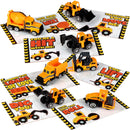 28Pcs Kids Valentines Cards with Mini Construction Vehicle Toy Set-Classroom Exchange Gifts