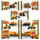 28Pcs Kids Valentines Cards with Mini Construction Vehicle Toy Set-Classroom Exchange Gifts