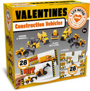 28Pcs Kids Valentines Cards with Mini Construction Vehicle Toy Set-Classroom Exchange Gifts