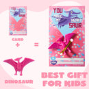 28Pcs Kids Valentines Day Card with Dinosaur Figure Toys-Classroom Exchange Gifts